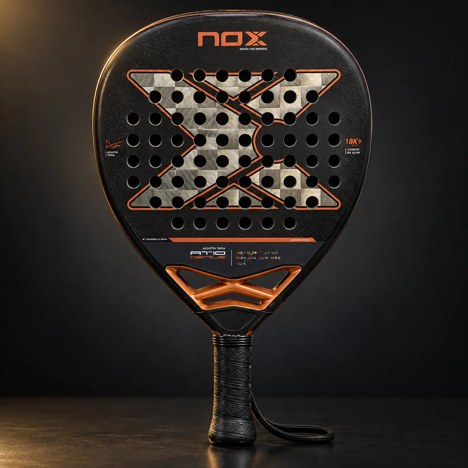 Raquete de Padel NOX AT10 Genius Attack 18K Alum by Agustín Tapia PAT10GENIUSAT1825