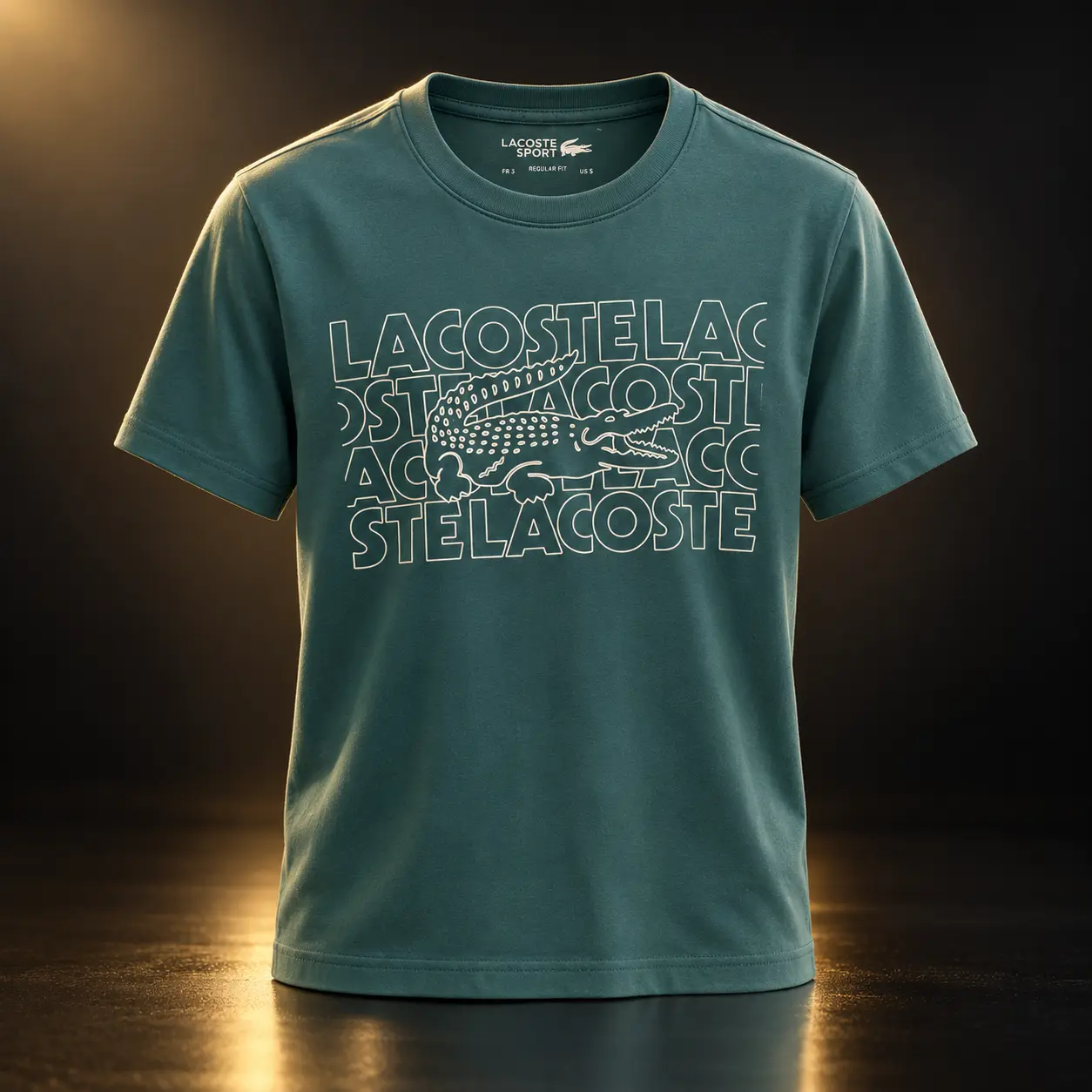 Camiseta Lacoste verde escura com grafismo