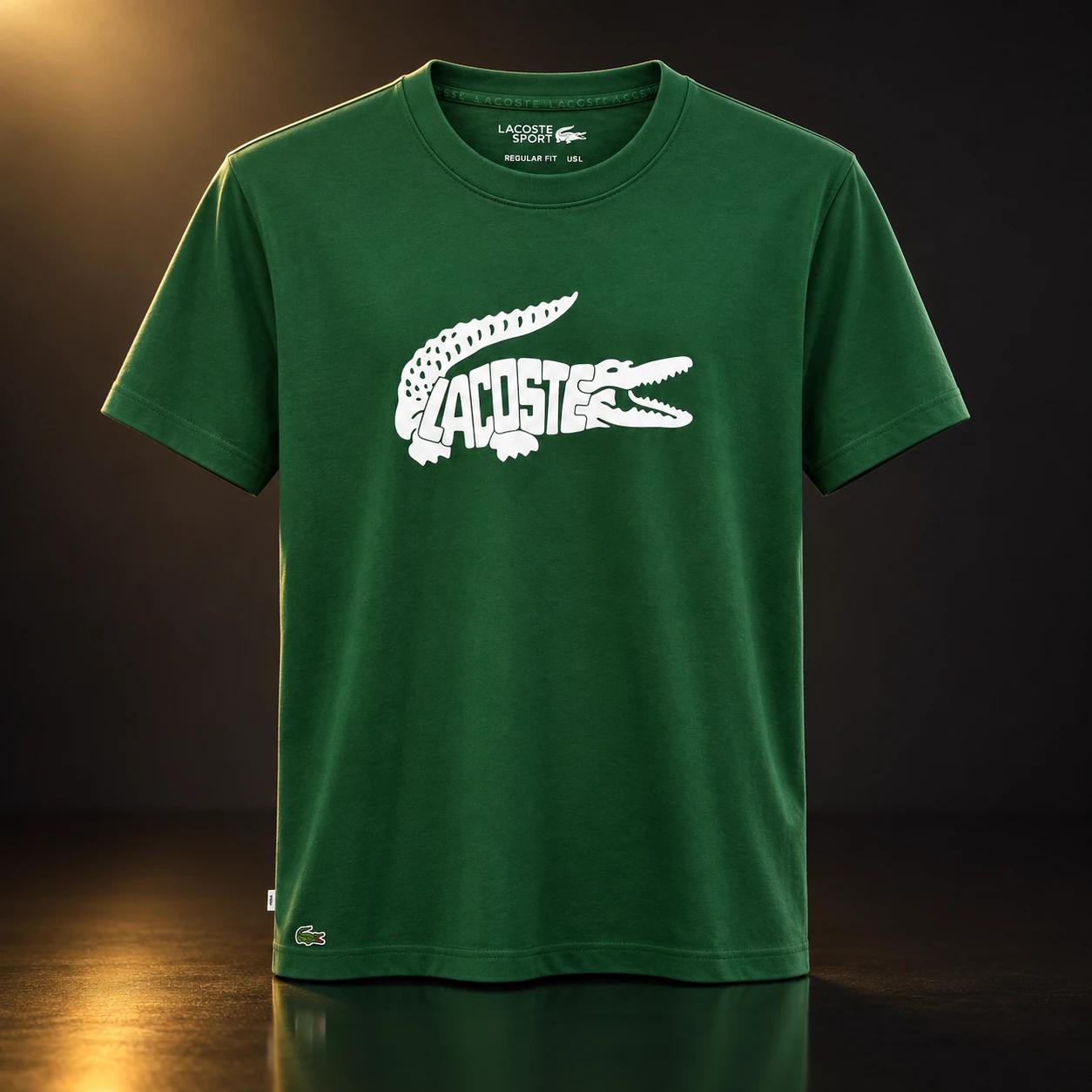 Camiseta Lacoste verde com crocodilo branco