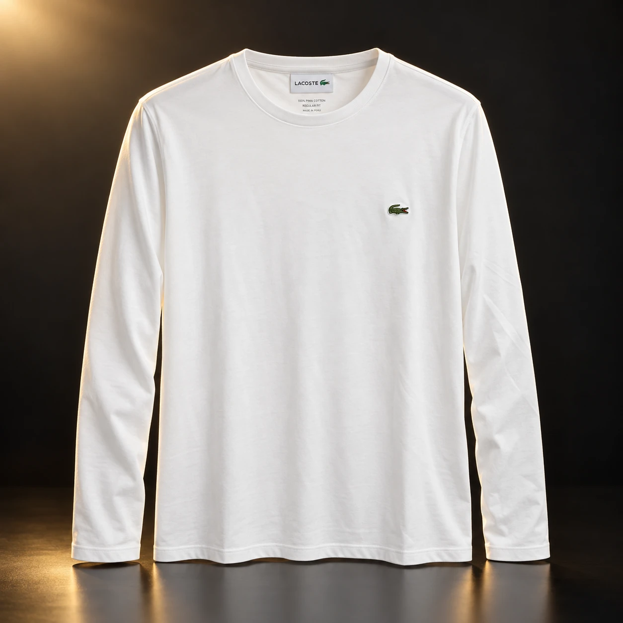Camiseta Lacoste branca de manga longa