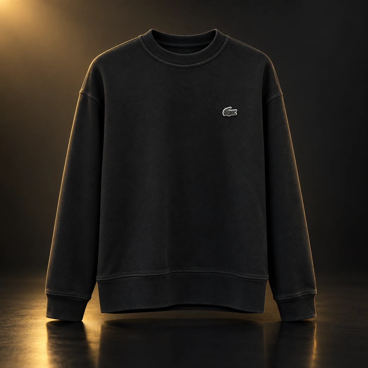 Moletom Lacoste preto de gola redonda