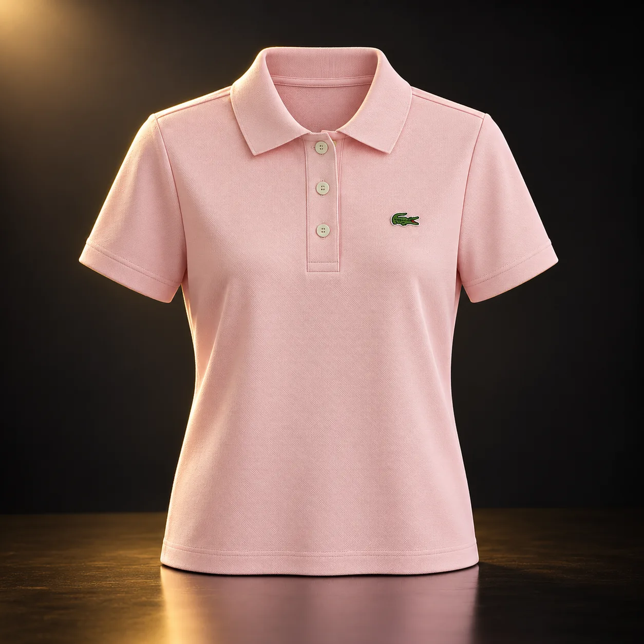 Polo Lacoste feminina rosa-clara