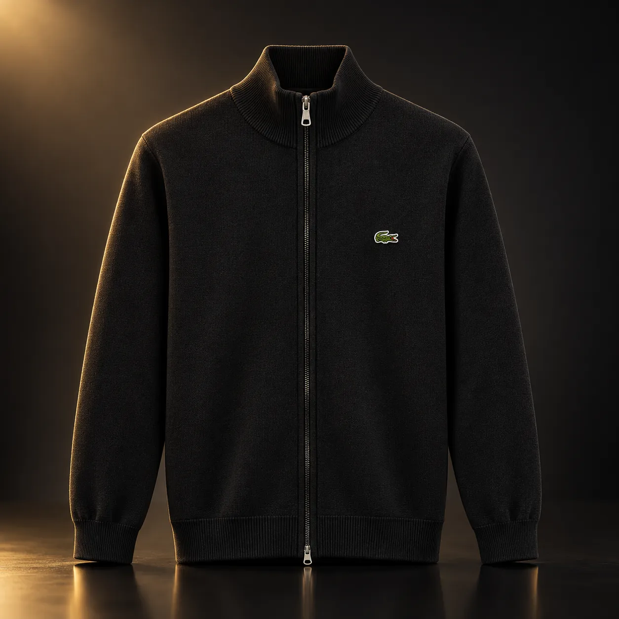 Jaqueta de tricô Lacoste preta com zíper