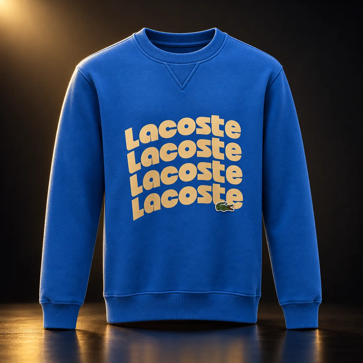 Moletom Lacoste azul com logo repetido