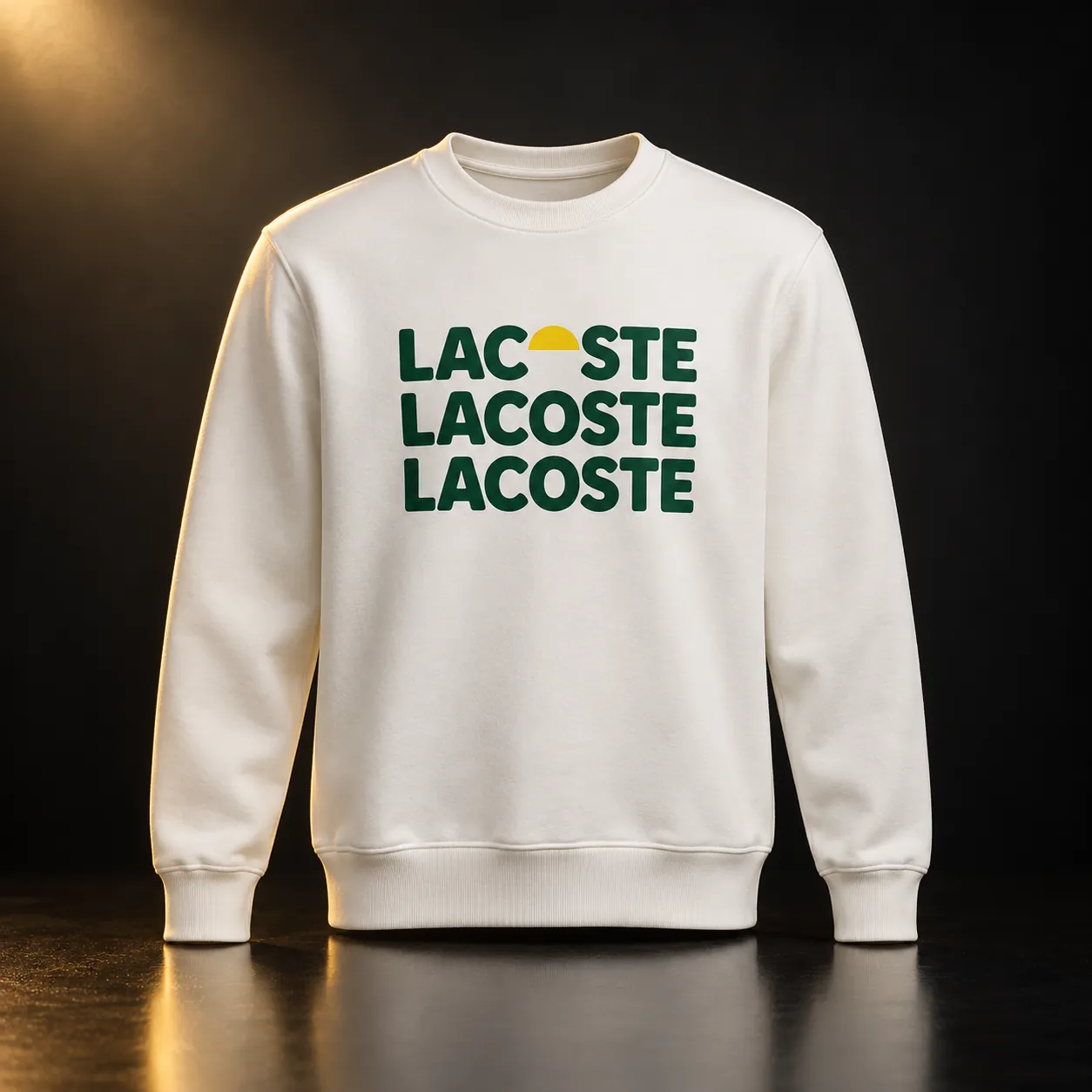 Moletom Lacoste branco com logo repetido verde