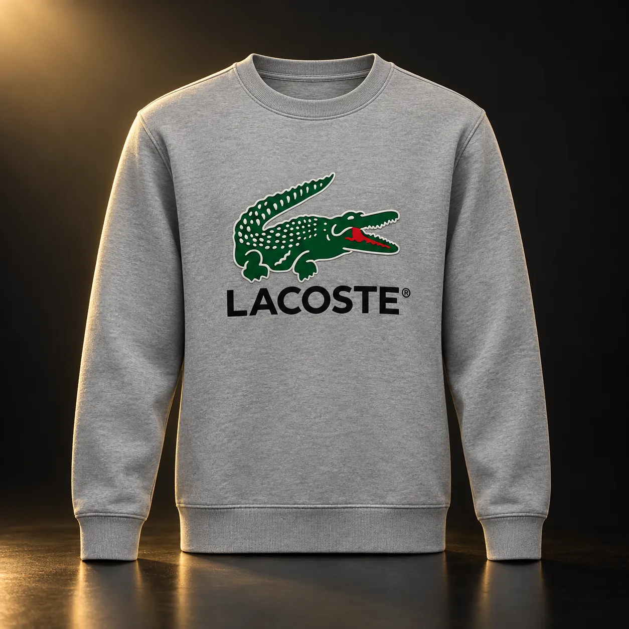 Moletom Lacoste cinza com crocodilo grande