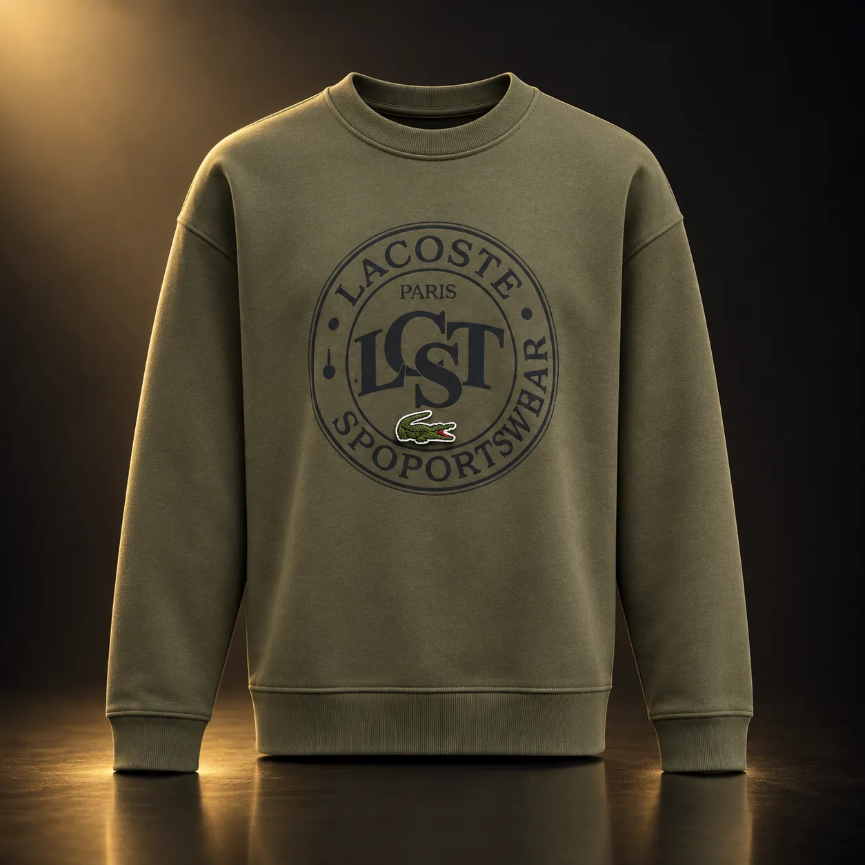 Moletom Lacoste verde-oliva com emblema