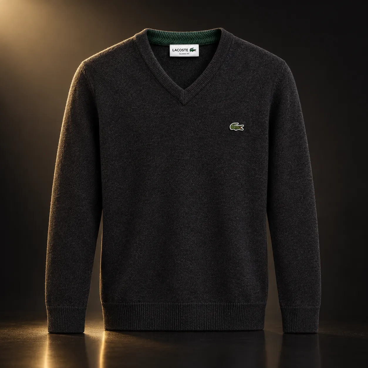 Suéter Lacoste preto gola V