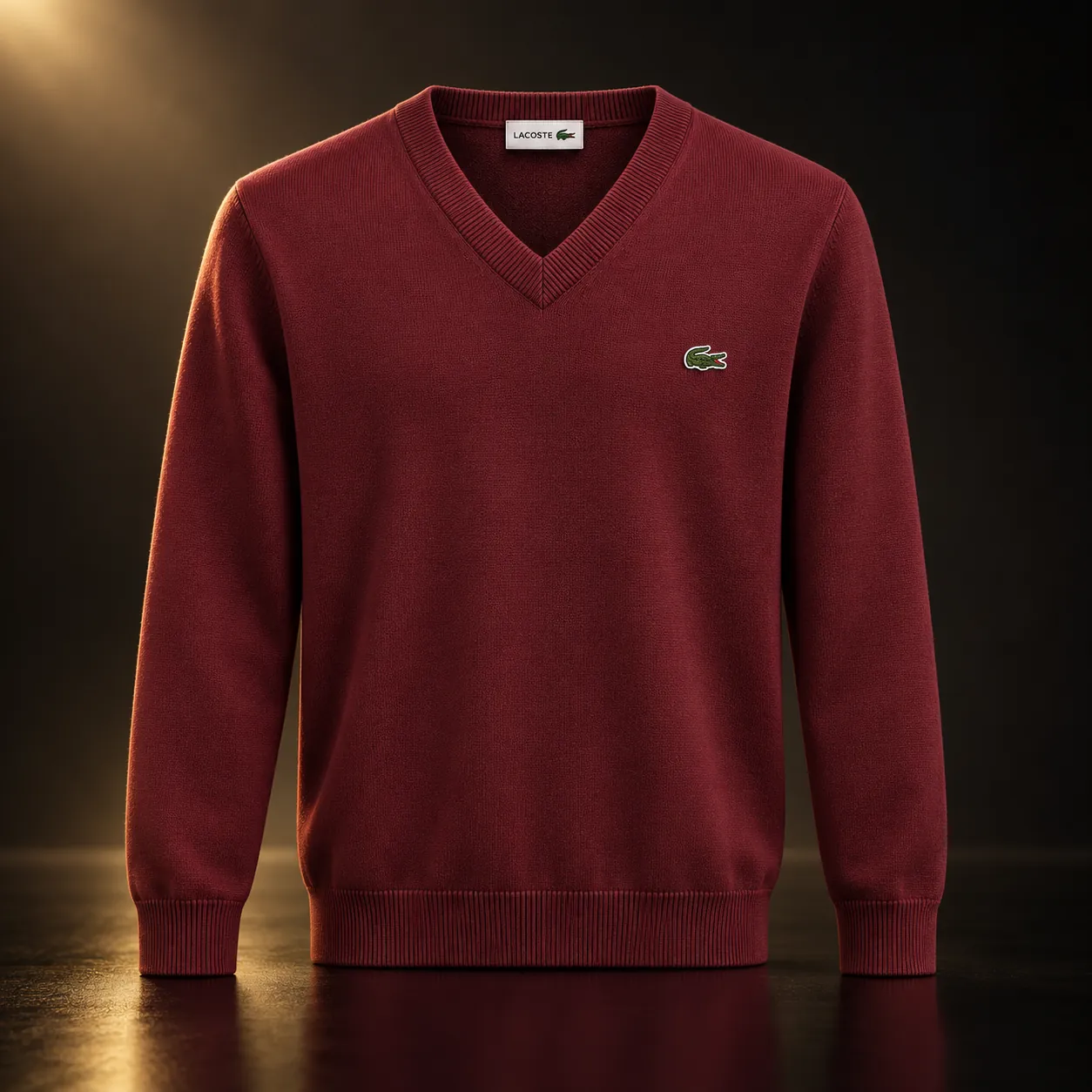 Suéter Lacoste vinho gola V