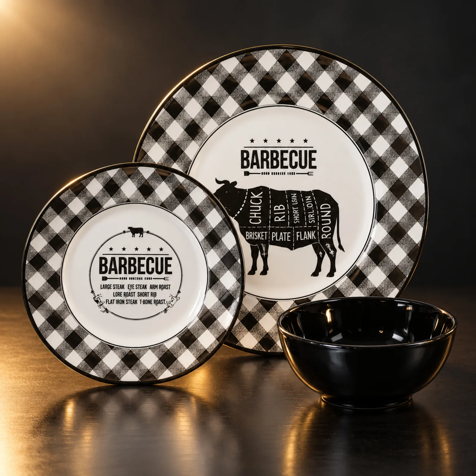 Aparelho de jantar Alleanza Barbecue 12 peças com bowls, preto absoluto