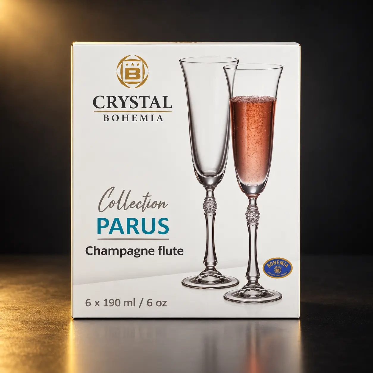 Jogo 6 taças flauta Crystal Bohemia Parus 190 ml