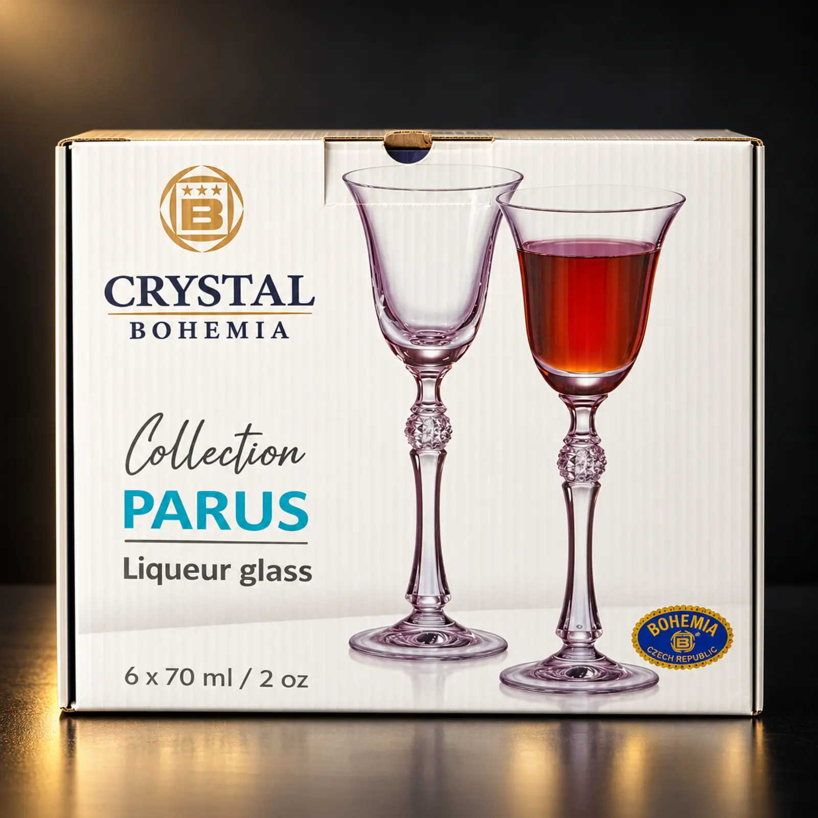 Jogo 6 taças de licor Crystal Bohemia Parus 70 ml