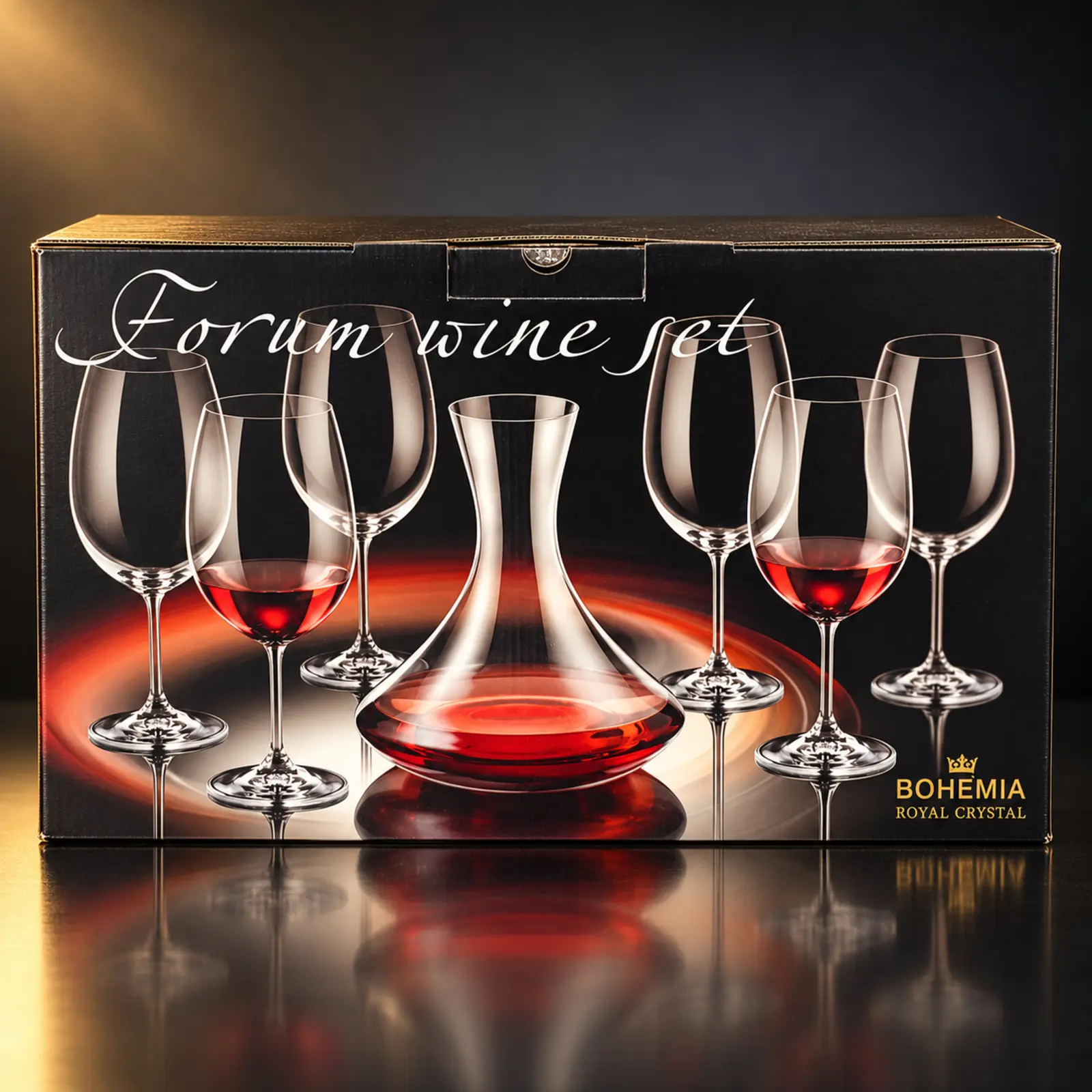 Jogo para vinho Bohemia Royal Crystal com decanter e 6 taças