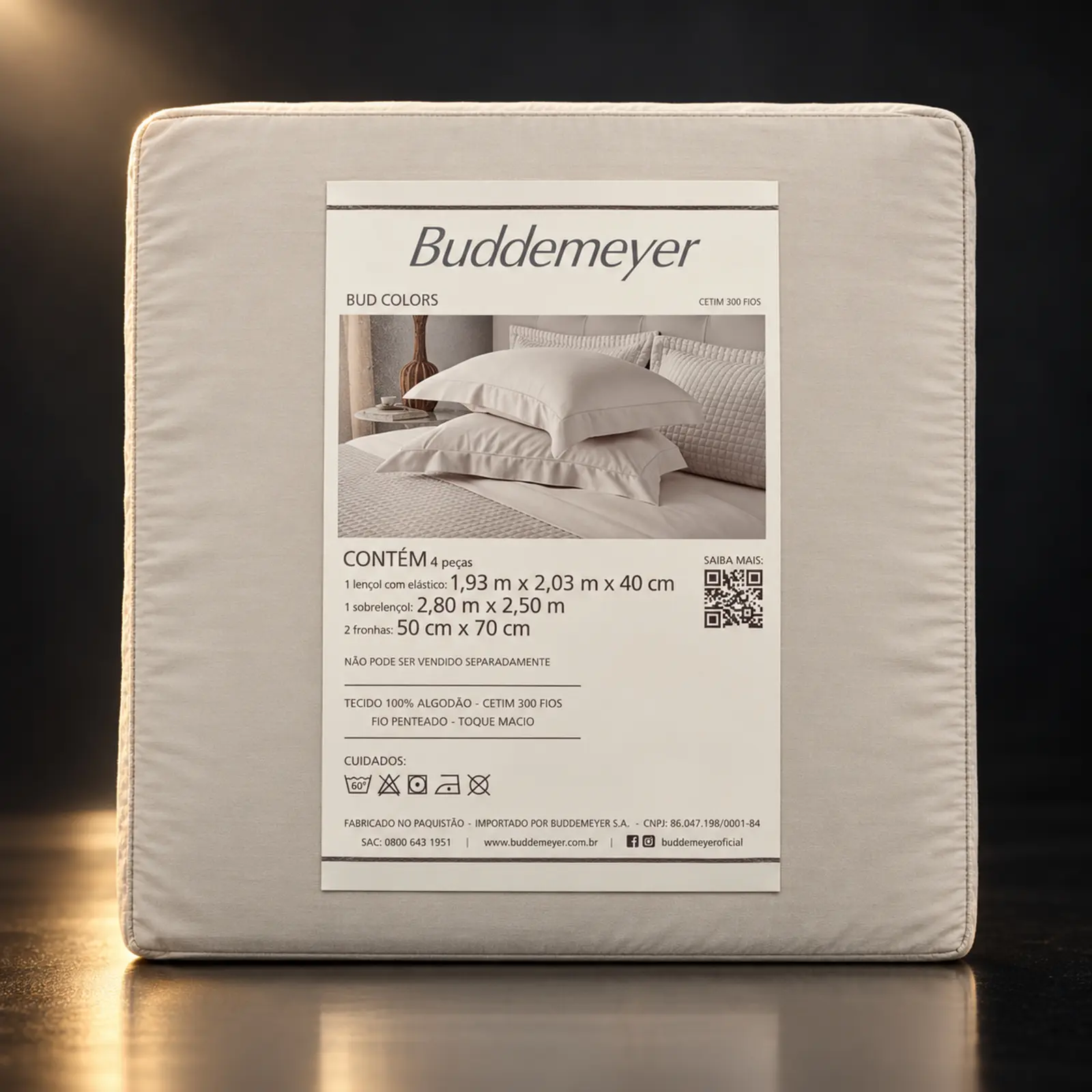 Jogo de lençol Buddemeyer Vision New Colors 300 fios bege super king