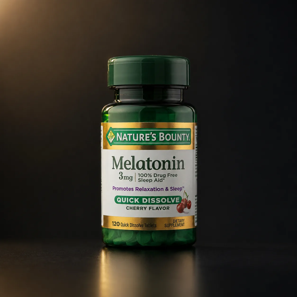 Melatonina 3mg dissolução rápida, sabor cereja, 120 comprimidos
