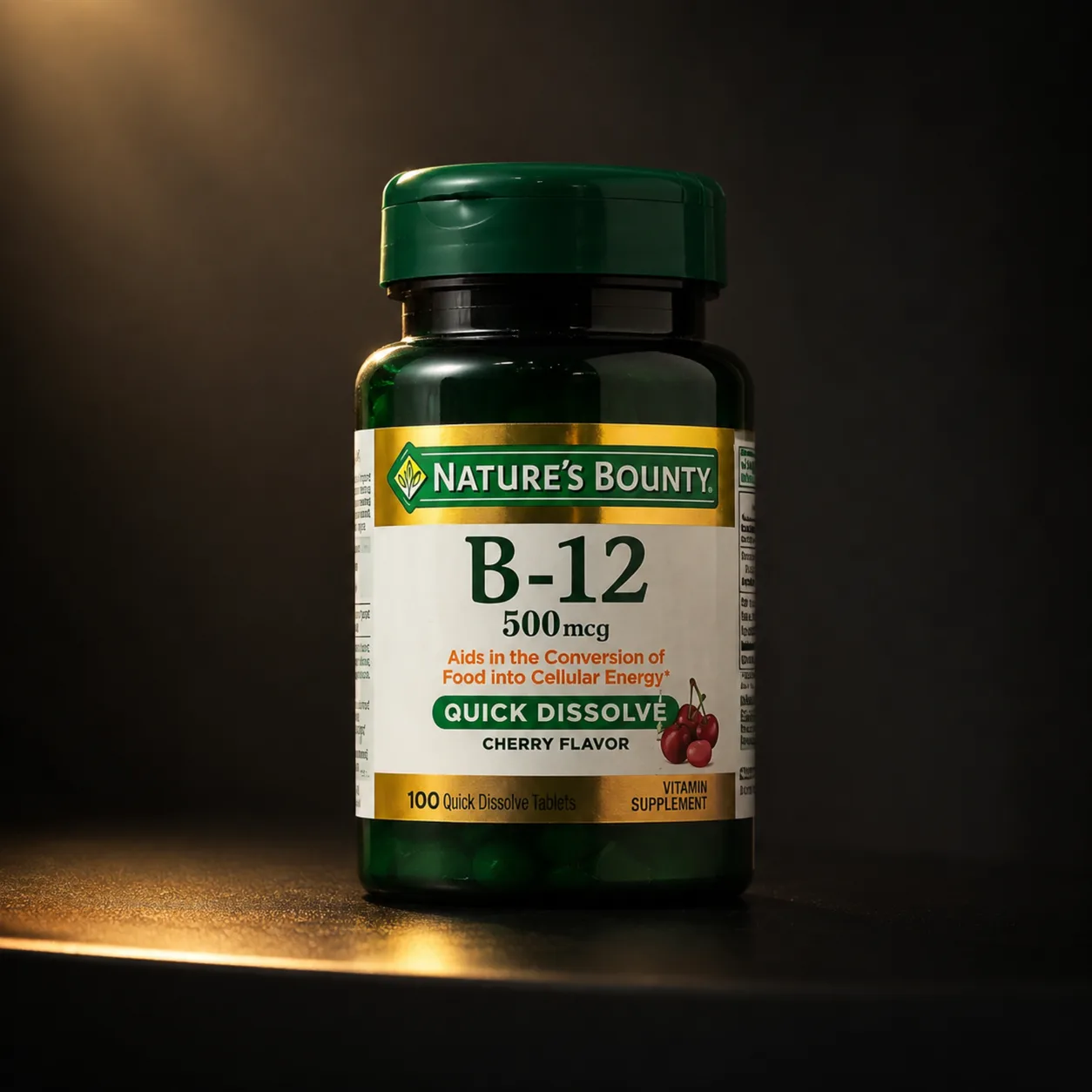 Vitamina B-12 500mcg dissolução rápida, sabor cereja, 100 comprimidos
