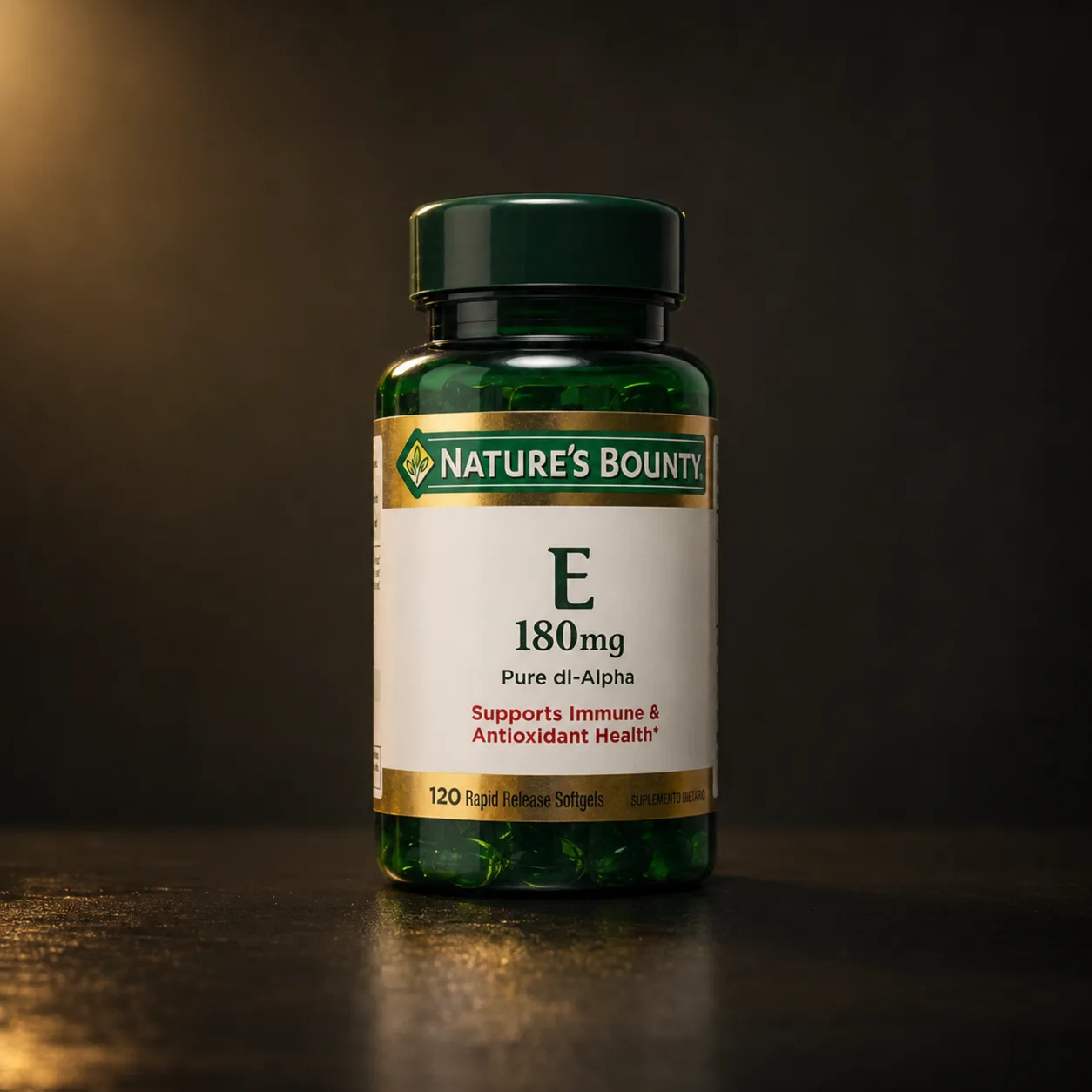 Vitamina E 180mg (dl-Alfa Tocoferol Puro), 120 cápsulas softgel
